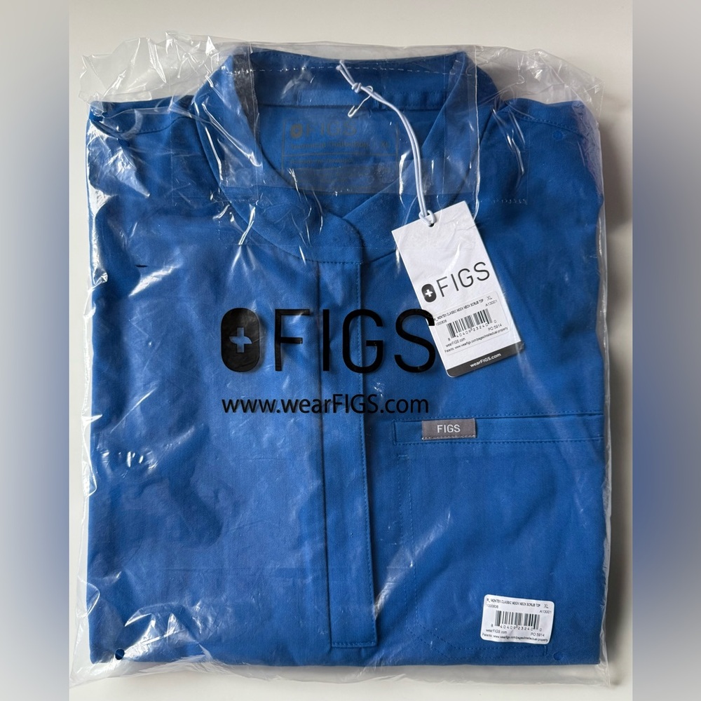 FIGS Women's Montex Classic Mock Neck Scrub Top Royal Blue Size XL New